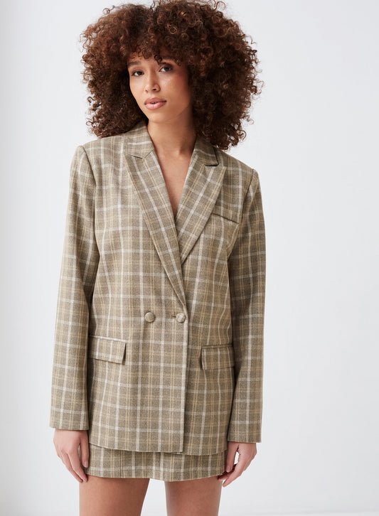 Chance Oversized Blazer Beige Check