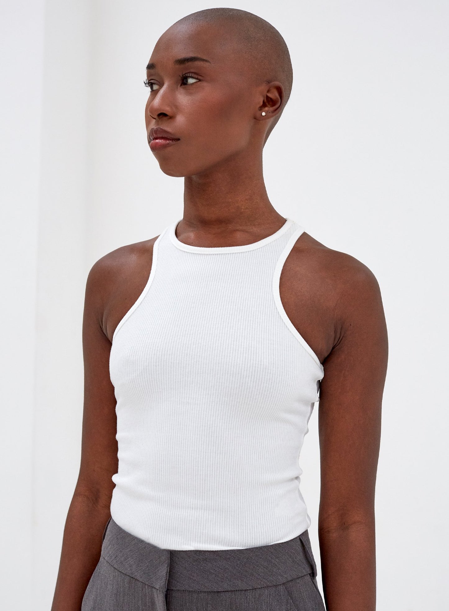 Amara Racer Back Tank Top White