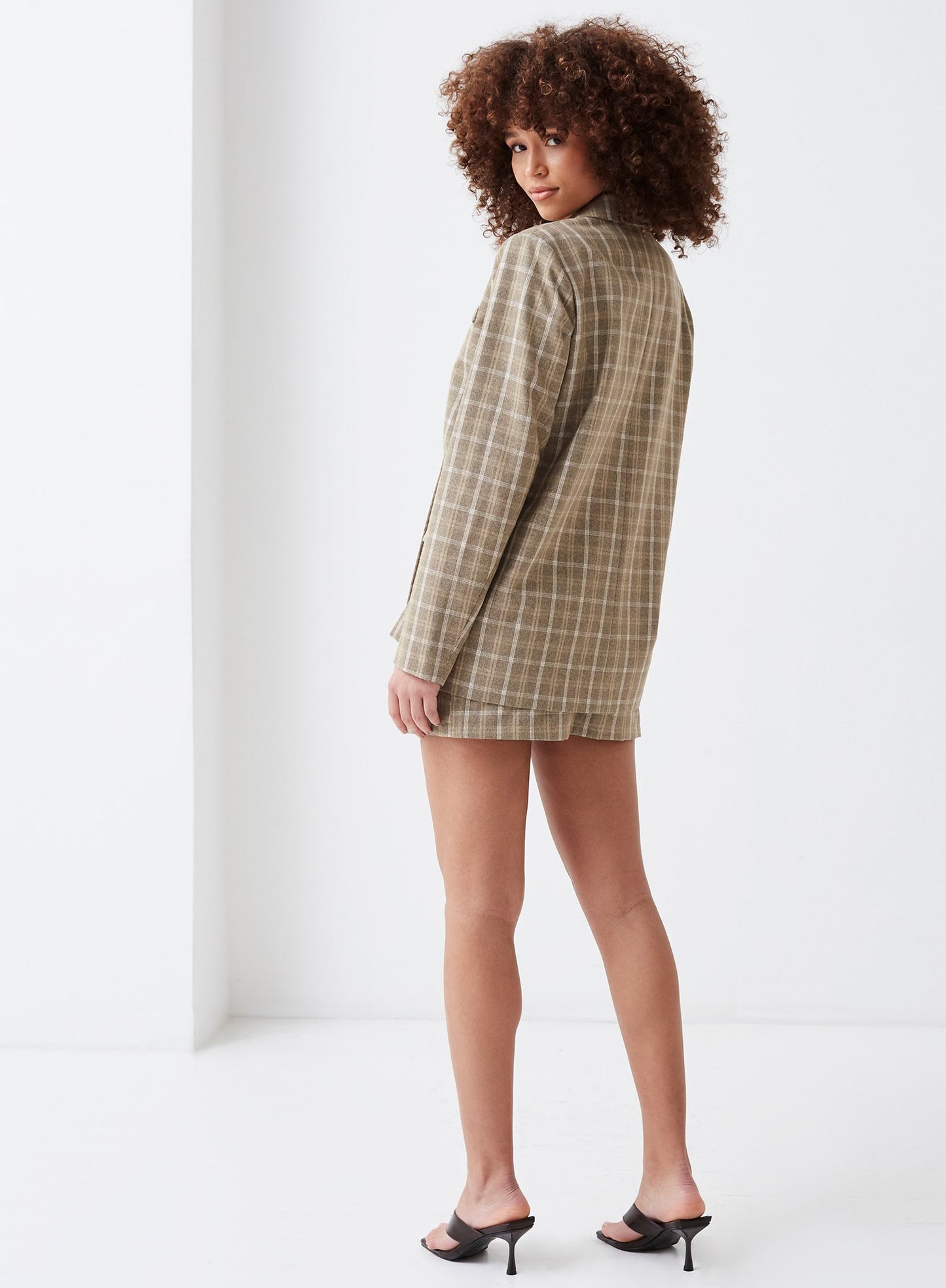 Chance Oversized Blazer Beige Check